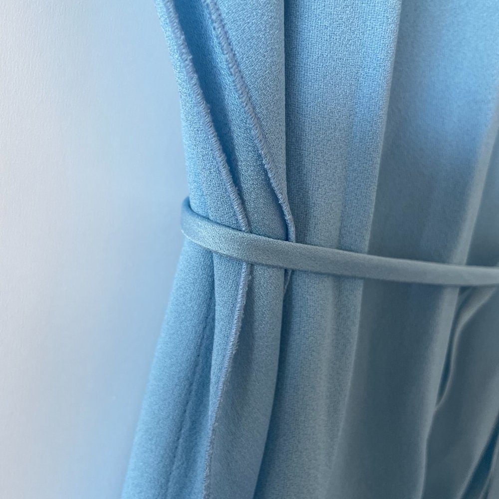 Hugo Boss Dibanty Belted Drape Midi‎ Dress in Pastel Blue, Size 14, NWT - Picture 7 of 11